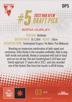 2022 Select AFLW Draft Picks #DP5 Sofia Hurley Back
